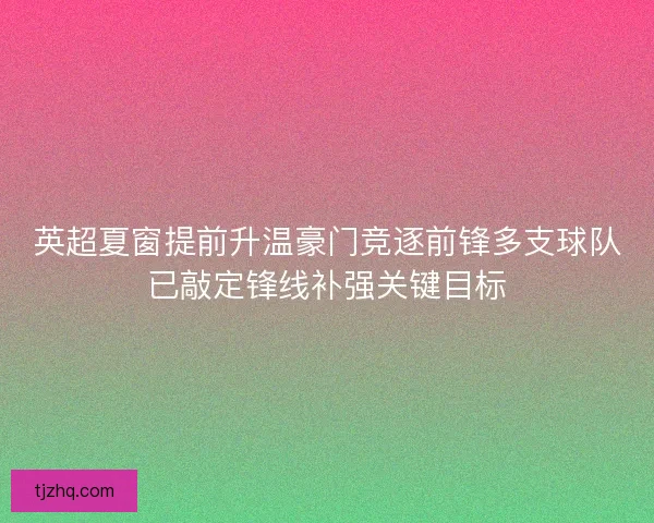 英超夏窗提前升温豪门竞逐前锋多支球队已敲定锋线补强关键目标